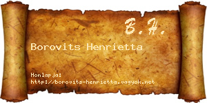 Borovits Henrietta névjegykártya